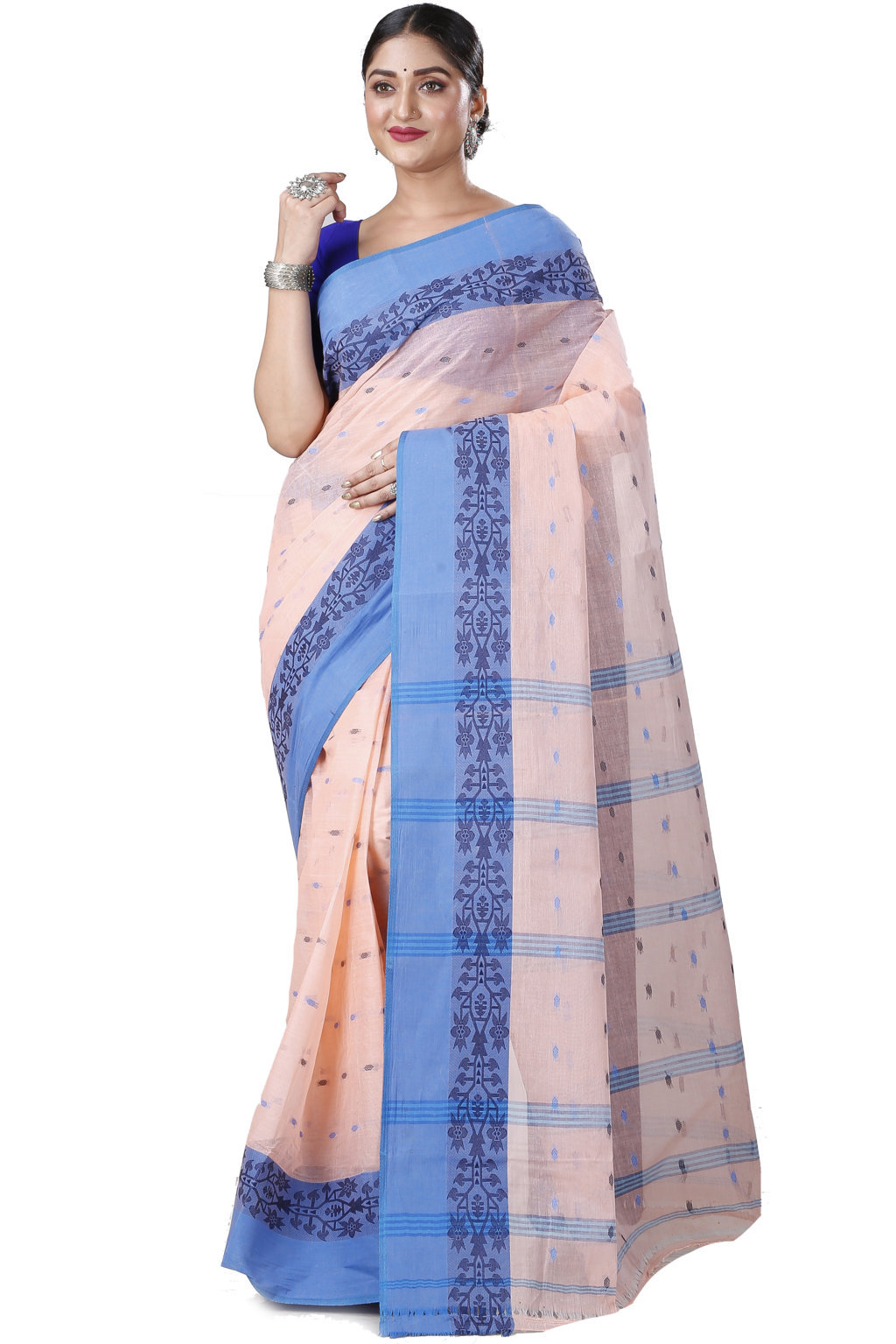 Peach Pure Cotton Apurva Tant Saree (1062)